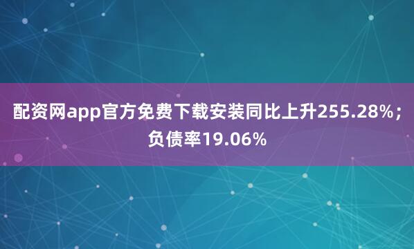 配资网app官方免费下载安装同比上升255.28%;负债率19.06%