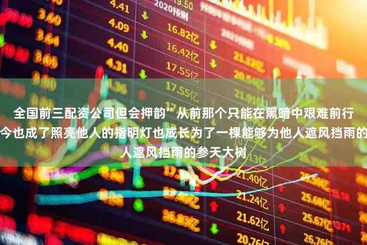 全国前三配资公司但会押韵”从前那个只能在黑暗中艰难前行的少年如今也成了照亮他人的指明灯也成长为了一棵能够为他人遮风挡雨的参天大树