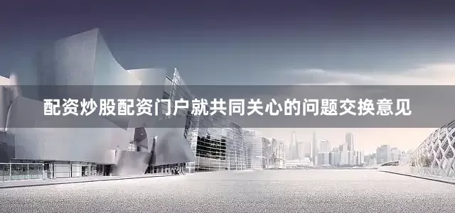 配资炒股配资门户就共同关心的问题交换意见