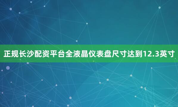 正规长沙配资平台全液晶仪表盘尺寸达到12.3英寸
